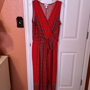 Red paisley- size 14 - London Times - jumpsuit - polyester